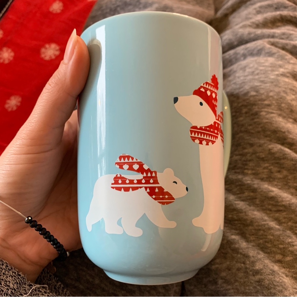 DavidsTea cute turquoise winter holiday Christmas polar bear retired Nordic mug